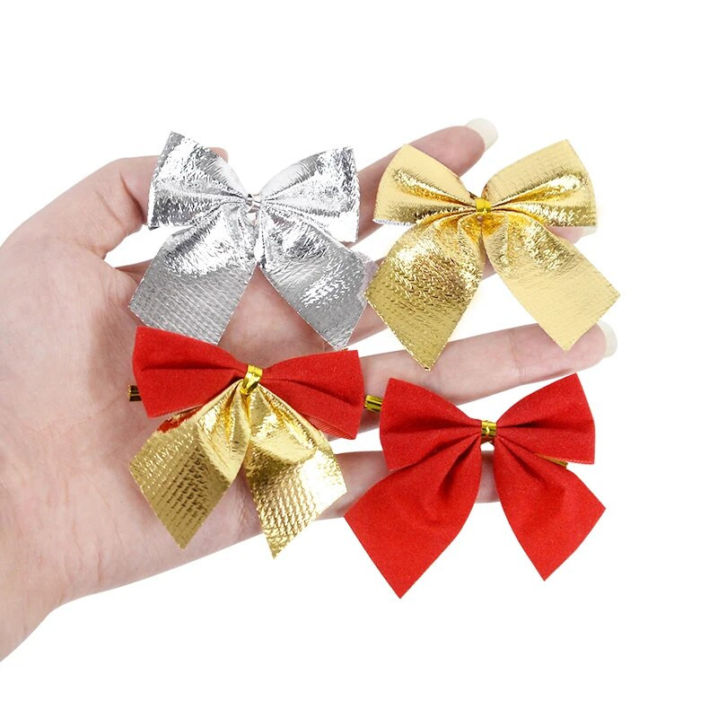 12 vnt Kalėdų lankeliai Auksiniai sidabriniai raudoni audiniai Kalėdų eglutės lankelis Kalėdų papuošalai Naujųjų metų šventės vakarėlio amatai vainiko papuošimas