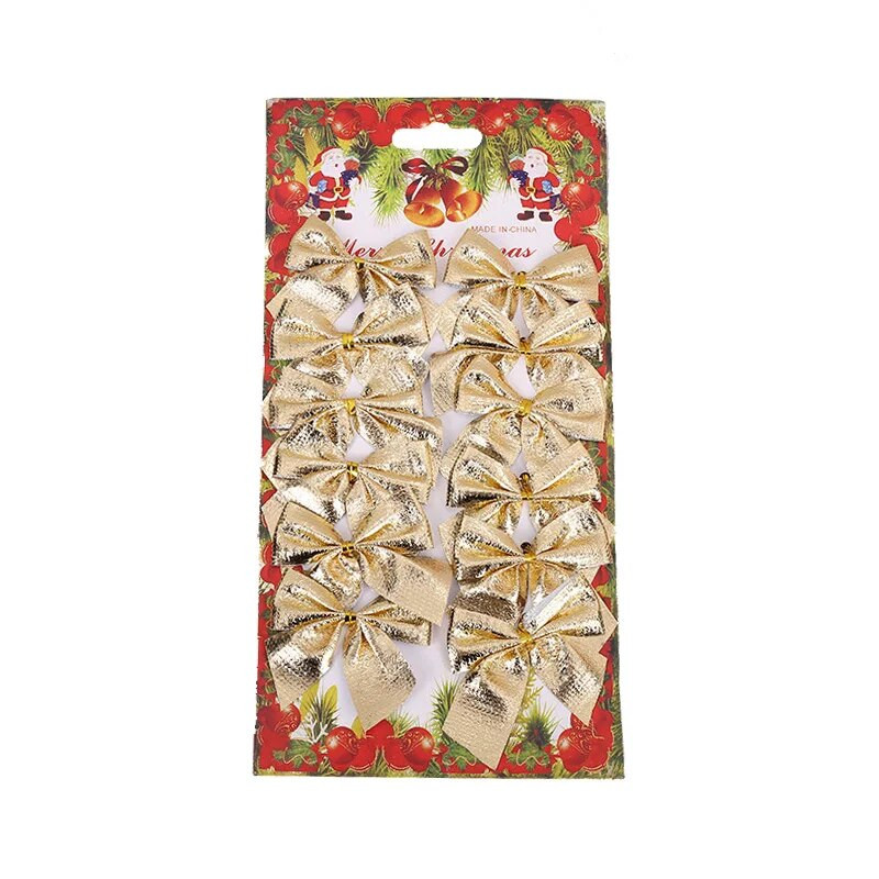 12 ks vianočných mašlí závesná dekorácia zlato strieborná červená mašľa vianočné ozdoby na stromček domáce svadobné párty novoročné darčeky krabica dekorácia