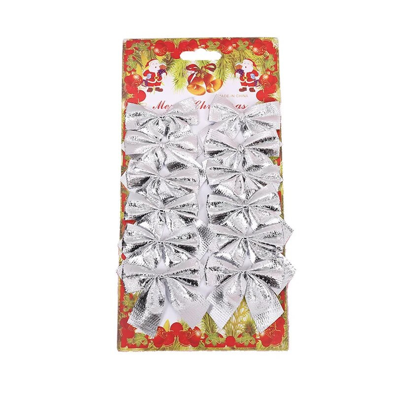 12 ks vianočných mašlí závesná dekorácia zlato strieborná červená mašľa vianočné ozdoby na stromček domáce svadobné párty novoročné darčeky krabica dekorácia