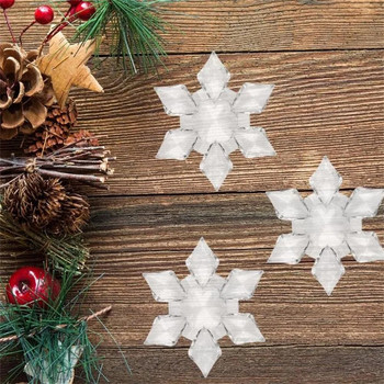 12PCS Коледни декорации за дома Прозрачни кристални снежинки Орнаменти за коледно дърво Висящи Направи си сам завеса от мъниста Занаят за домашен декор