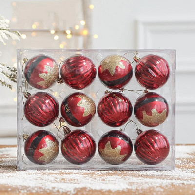 6cm plastične božićne kuglice Djed Mraz ukrasni privjesak za božićno drvce 12kom Božićna kuglica za drvce Novogodišnji ukrasi za dom