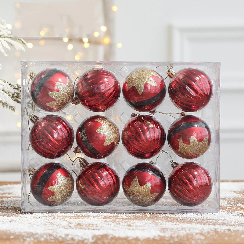 6cm plastične božićne kuglice Djed Mraz ukrasni privjesak za božićno drvce 12kom Božićna kuglica za drvce Novogodišnji ukrasi za dom