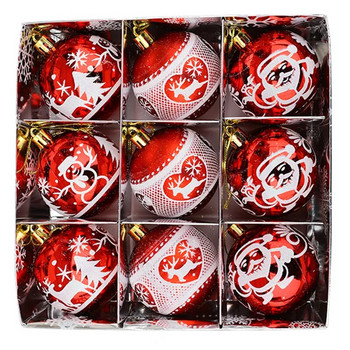 9 бр./компл. 6 см пластмасови топки за коледно дърво Висящи декорации Коледни орнаменти Кутия за домашен подарък за Нова година 2022 Natal Navidad Висулка