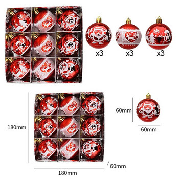 9 бр./компл. 6 см пластмасови топки за коледно дърво Висящи декорации Коледни орнаменти Кутия за домашен подарък за Нова година 2022 Natal Navidad Висулка
