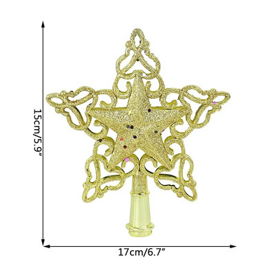 1gb zelta sudrabaini mirdzoša piecstaru zvaigzne, doba Ziemassvētku eglītes virsma plastmasas Ziemassvētku dekorēšana mājas ballītei Ziemassvētku eglīšu rotājumi