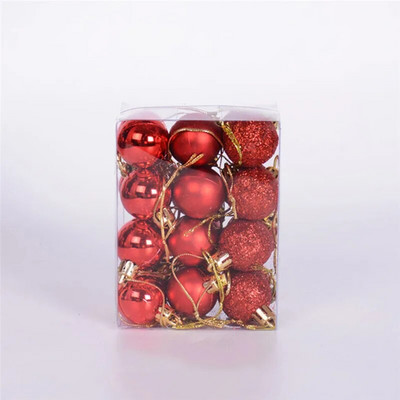 Božićna kuglica od 24 komada, različiti privjesci, set ukrasnih kuglica otpornih na udarce, 3 cm/1,18 inča, sezonski praznični festivalski ukrasi za vjenčanja