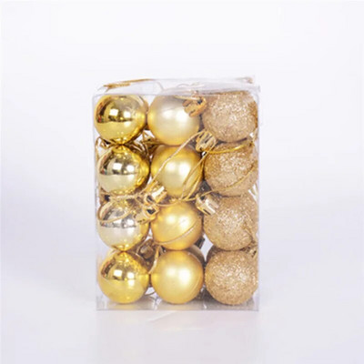Božićna kuglica od 24 komada, različiti privjesci, set ukrasnih kuglica otpornih na udarce, 3 cm/1,18 inča, sezonski praznični festivalski ukrasi za vjenčanja