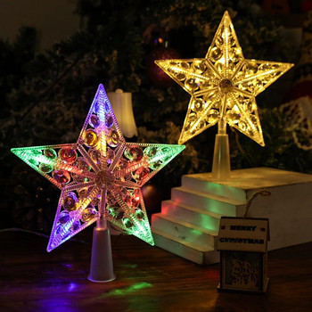Коледни LED светлини с пет лъча звезда Tree Topper Водна капка Лампа Новогодишно парти Празнично украшение Коледен домашен декор