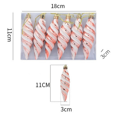 6Pcs Božićna viseća kuglica s privjeskom DIY Božićni ukrasi za božićno drvce Pokloni Dom Nova godina Navidad Pribor za božićne ukrase