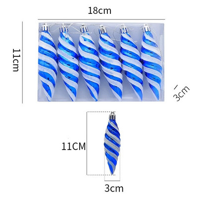 6Pcs Božićna viseća kuglica s privjeskom DIY Božićni ukrasi za božićno drvce Pokloni Dom Nova godina Navidad Pribor za božićne ukrase