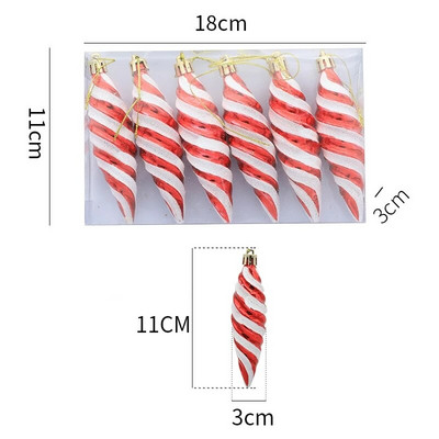 6Pcs Božićna viseća kuglica s privjeskom DIY Božićni ukrasi za božićno drvce Pokloni Dom Nova godina Navidad Pribor za božićne ukrase