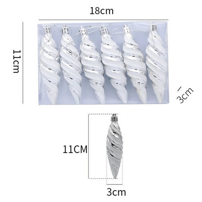 6Pcs Božićna viseća kuglica s privjeskom DIY Božićni ukrasi za božićno drvce Pokloni Dom Nova godina Navidad Pribor za božićne ukrase