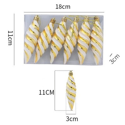 6Pcs Božićna viseća kuglica s privjeskom DIY Božićni ukrasi za božićno drvce Pokloni Dom Nova godina Navidad Pribor za božićne ukrase