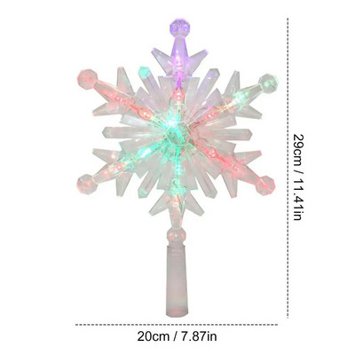 Snowflake Tree Topper Light Dekorativni punjivi topper za božićno drvce s različitim načinima osvjetljenja USB božićne zabave