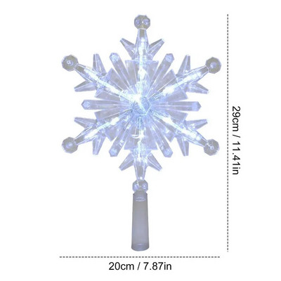 Snowflake Tree Topper Light Dekorativni punjivi topper za božićno drvce s različitim načinima osvjetljenja USB božićne zabave