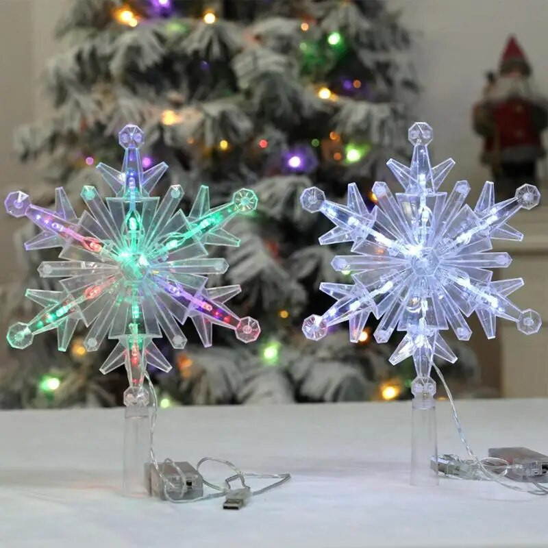 Snowflake Tree Topper Light Dekorativni punjivi topper za božićno drvce s različitim načinima osvjetljenja USB božićne zabave