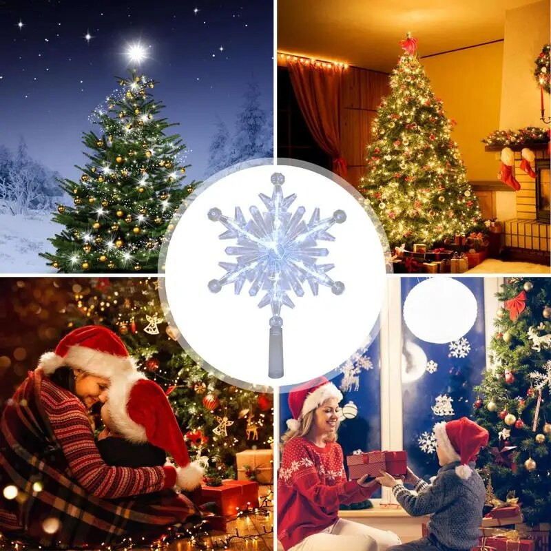 Snowflake Tree Topper Light Dekorativni punjivi topper za božićno drvce s različitim načinima osvjetljenja USB božićne zabave