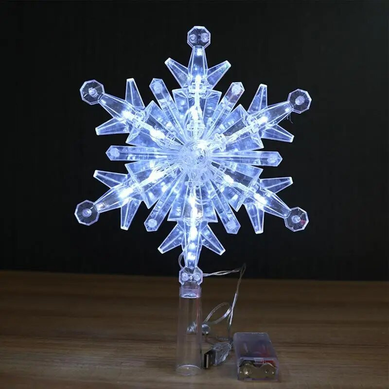 Snowflake Tree Topper Light Dekorativni punjivi topper za božićno drvce s različitim načinima osvjetljenja USB božićne zabave