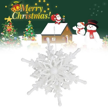 Коледни завеси 3D снежинка Бяла пластмасова бляскава коледна елха Декорации за домашни прозорци Partyj Завеси за празнично място