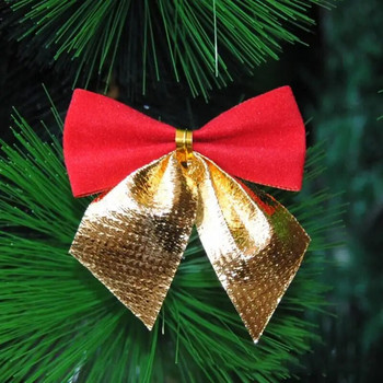 12 τμχ Φιόγκοι διακόσμησης χριστουγεννιάτικου δέντρου για χειροτεχνίες Χριστουγεννιάτικες φιόγκοι Μίνι φιόγκος δώρου DIY Bowknot Χριστουγεννιάτικα στολίδια για το σπίτι
