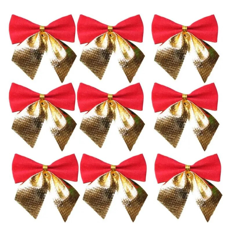 12 gab Ziemassvētku eglīšu rotājumu loki amatniecībai Ziemassvētku loki Mini dāvanu loki DIY Bowknot Ziemassvētku rotājumi mājām