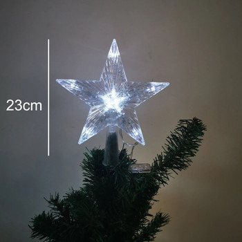 Коледна елха Звезда Топпер LED осветена звезда Коледна елха Горен декор Захранван от батерии Noel Navidad 2022 Home Xmas Light Ornaments