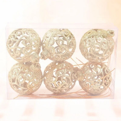 6gab. Mirdzošas Ziemassvētku bumbiņas Ziemassvētku eglīšu rotājumi Zelts Sudrabs Sarkans Dobs Plastmasas Bumbiņas Ziemassvētku Kāzu Dekors DIY 6cm
