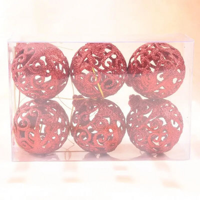 6gab. Mirdzošas Ziemassvētku bumbiņas Ziemassvētku eglīšu rotājumi Zelts Sudrabs Sarkans Dobs Plastmasas Bumbiņas Ziemassvētku Kāzu Dekors DIY 6cm