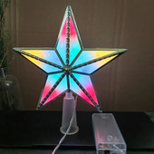 Ziemassvētku zvaigžņu egles galotne, ar akumulatoru aprīkots 3D Star Tree topper stīgu apgaismojums iekštelpu birojam Ziemassvētku Jaungada svētku eglītes dekorēšanai