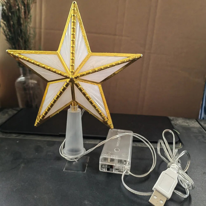 Ziemassvētku zvaigžņu egles galotne, ar akumulatoru aprīkots 3D Star Tree topper stīgu apgaismojums iekštelpu birojam Ziemassvētku Jaungada svētku eglītes dekorēšanai