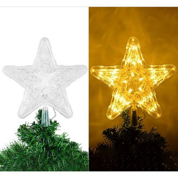 Коледна елха Top LED звездни светлини Коледна украса Лампа за коледно дърво Topper Орнаменти Начало Нова година Noel Navidad Decor