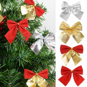 12 komada Božićne mašne Viseći ukrasi za božićno drvce Zlatno Crvena Srebrna mašna Božićni ukrasi Novogodišnji Navidad pribor za dekoraciju