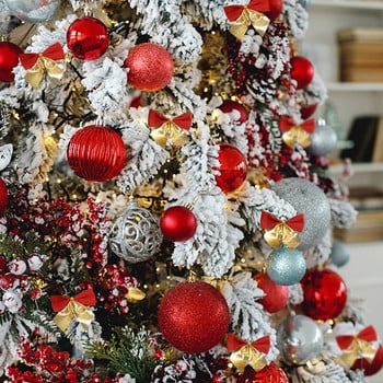 12 бр. Коледни лъкове Коледно дърво Висящи орнаменти Злато Червен Сребърен бантик Коледни декорации Нова година Navidad Decor Supplies