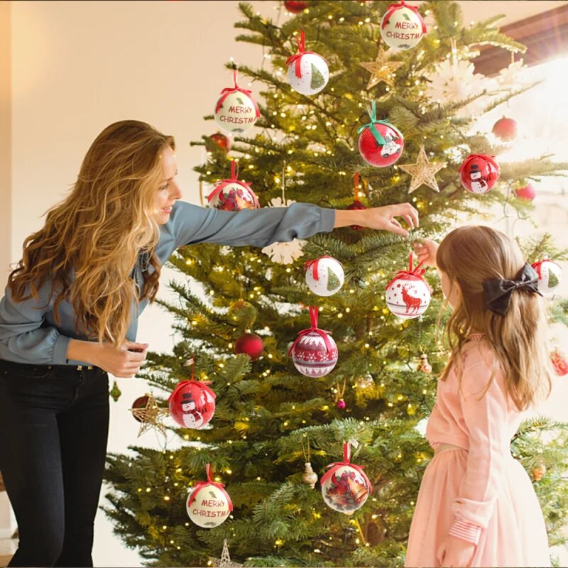 1 kom 8 cm božićni ukrasi privjesak vilinska kugla 2024 božićno drvce ukrasi poklon ukrasi privjesci kuglice slatkiši poklon kutija