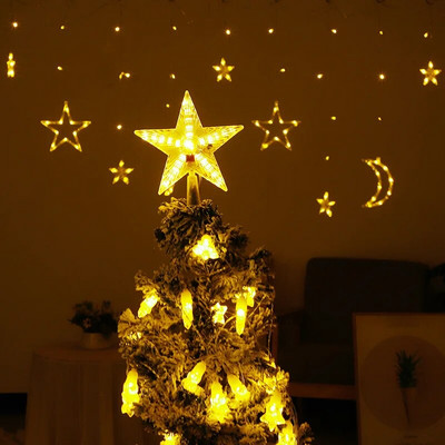 Коледна LED коледна елха Горна светлина Светеща пентаграмна светлина Коледна елха Декорация Новогодишна декорация за дома Navidad 2024
