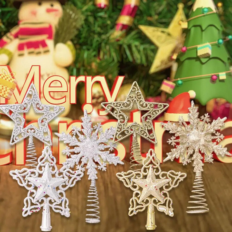 Zlatni svjetlucavi vrh božićnog drvca Željezna zvijezda Božićni ukrasi za dom Božićni ukrasi za drvce Navidad Nova godina 2023. Natal Noel