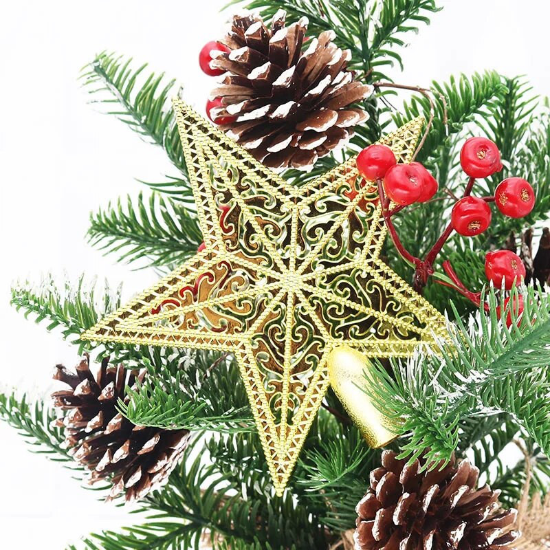 Zlatni svjetlucavi vrh božićnog drvca od 15 cm PVC zvijezda Božićni ukrasi za dom Božićni ukrasi za drvce Navidad Nova godina 2023 Noel