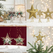 Ziemassvētku eglīšu virsma Izsmalcināti dzelzs mākslas spīdumi Zelta zvaigzne Nodic Style Ziemassvētku mājas ballīšu rotājumi Ziemassvētku eglīšu rotājumiem