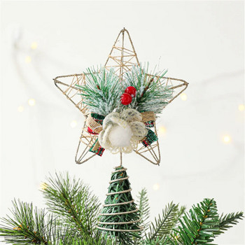 Коледно дърво Topper Изящно желязо Art Glitter Gold Star Nodic Style Коледни орнаменти за домашно парти за коледни елхи Декорации