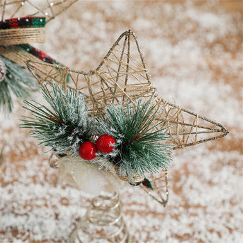 Коледно дърво Topper Изящно желязо Art Glitter Gold Star Nodic Style Коледни орнаменти за домашно парти за коледни елхи Декорации