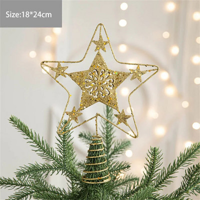 Ziemassvētku eglīšu virsma Izsmalcināti dzelzs mākslas spīdumi Zelta zvaigzne Nodic Style Ziemassvētku mājas ballīšu rotājumi Ziemassvētku eglīšu rotājumiem