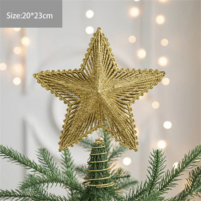 Ziemassvētku eglīšu virsma Izsmalcināti dzelzs mākslas spīdumi Zelta zvaigzne Nodic Style Ziemassvētku mājas ballīšu rotājumi Ziemassvētku eglīšu rotājumiem