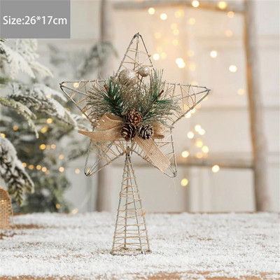 Ziemassvētku eglīšu virsma Izsmalcināti dzelzs mākslas spīdumi Zelta zvaigzne Nodic Style Ziemassvētku mājas ballīšu rotājumi Ziemassvētku eglīšu rotājumiem