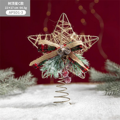 Ziemassvētku eglīšu virsma Izsmalcināti dzelzs mākslas spīdumi Zelta zvaigzne Nodic Style Ziemassvētku mājas ballīšu rotājumi Ziemassvētku eglīšu rotājumiem