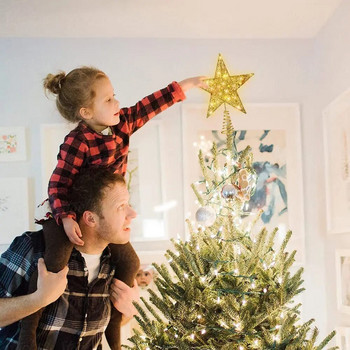 Χριστουγεννιάτικο δέντρο Topper Star Treettop Για Διακόσμηση Χριστουγεννιάτικου Δέντρου Glitter Star Ornament Party Supplies Kids Toy Global