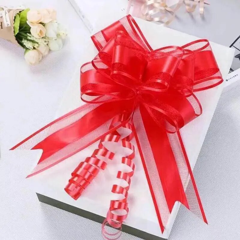 10gab. Dāvanu iesaiņojuma banti Pavelkamās Bow Lentes Jaungada Navidad Dekorācijas Mājas Kāzu Auto Decor Amatniecības bantes