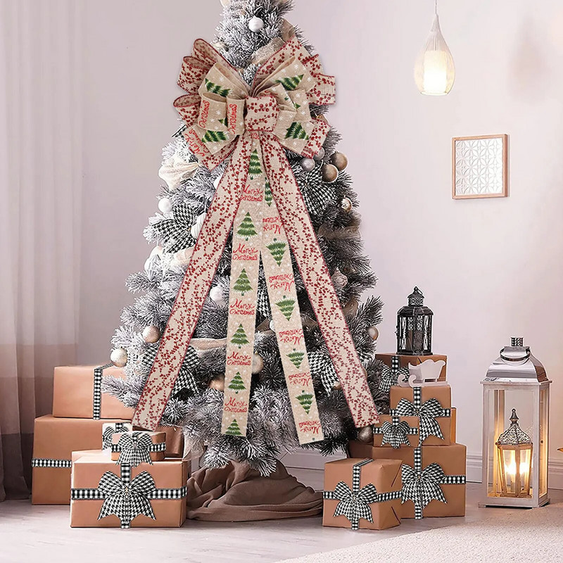 1PC božićni ukras velika mašna Dvoslojne gornje mašne ukras za božićno drvce.