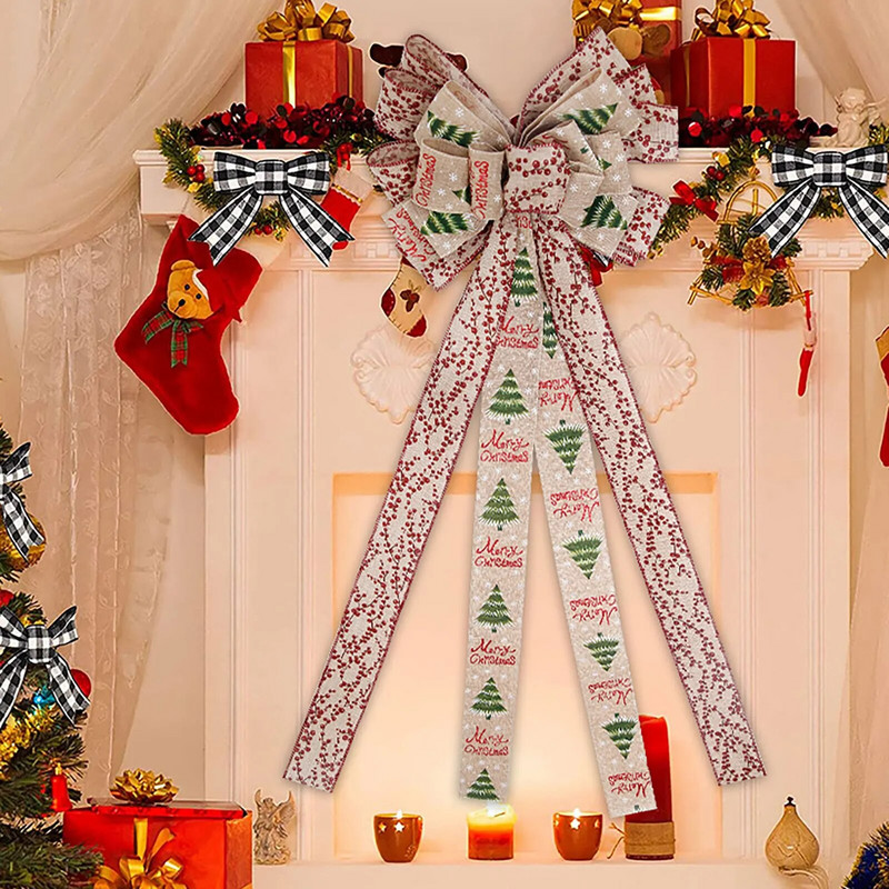 1PC božićni ukras velika mašna Dvoslojne gornje mašne ukras za božićno drvce.