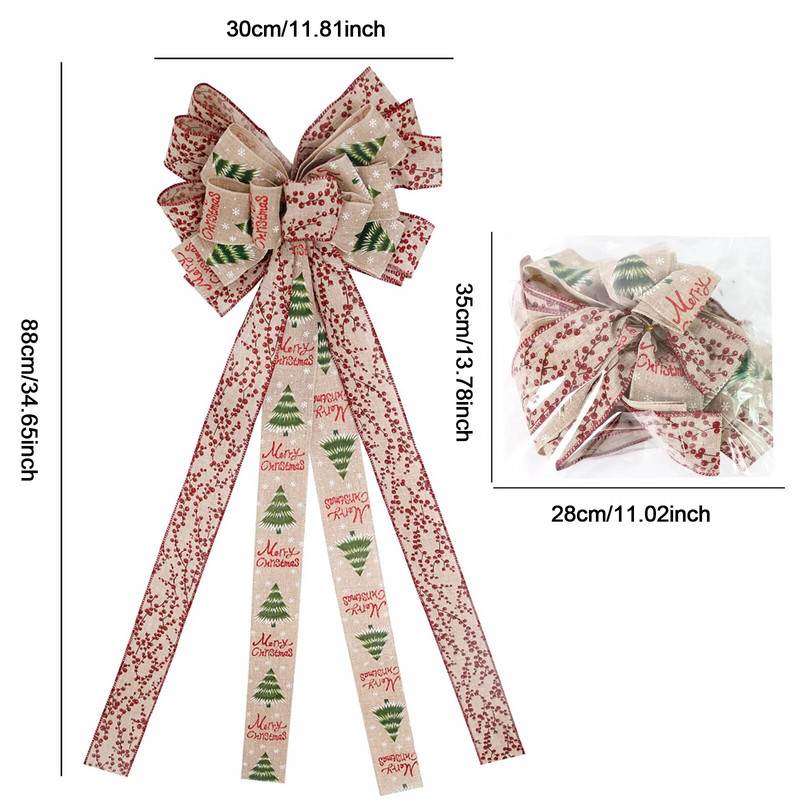 1PC božićni ukras velika mašna Dvoslojne gornje mašne ukras za božićno drvce.