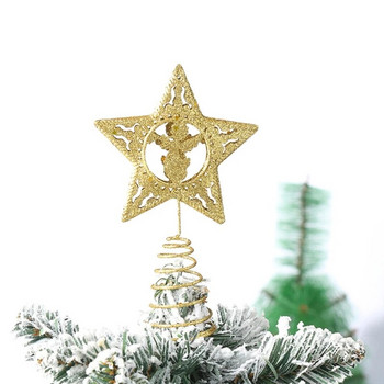 Златна коледна елха Звезда Горна декорация Коледни елхи Звезди от метална тел за горна част на коледна елха Декорация на дома